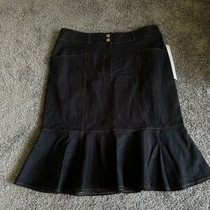 Carole Wren Black Denim Flared Skirt